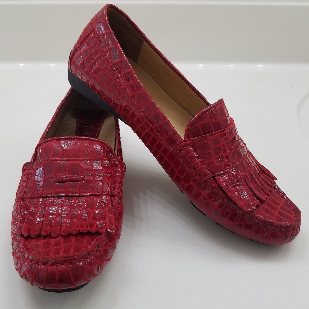 Vaneli Red Leather Loafers